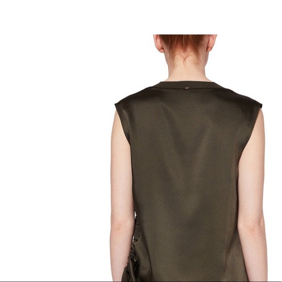 Ted Baker Samiey Ruched Side Satin Top, Green - Picture 2 of 12